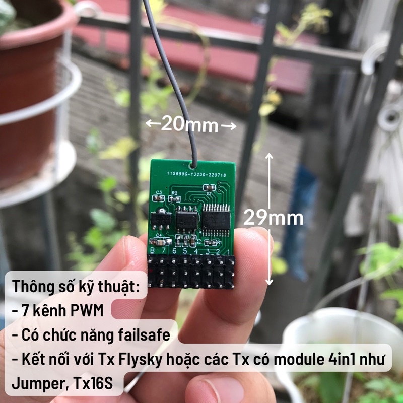 Rx FS2A 7 kênh mini, rx IA6B tương thích cho tay flysky i6, i6x, module 4in1