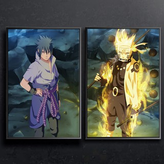 BỘ 2 TRANH CANVAS ANIME NARUTO treo tường in theo yêu cầu - Naruto, Sasuke