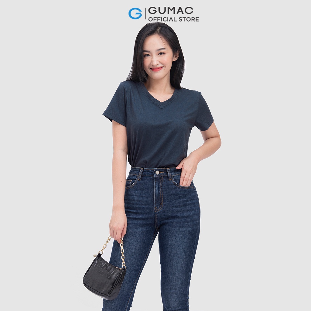 [Mã WABRGUM giảm 10% tối đa 30K đơn 99K] Áo thun nữ cổ tim cơ bản thời trang nữ GUMAC form basic năng động ATC04020