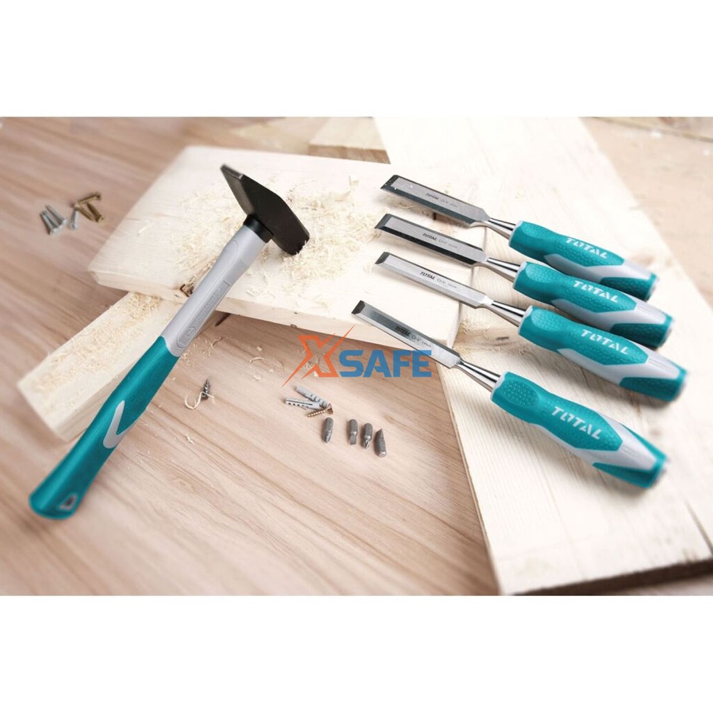 Bộ 4 đục gỗ cầm tay TOTAL THT41K0401 đủ kích cỡ, thép Cr-V siêu cứng chống rỉ sét điêu khắc tiện gỗ đa năng chuyên dụng