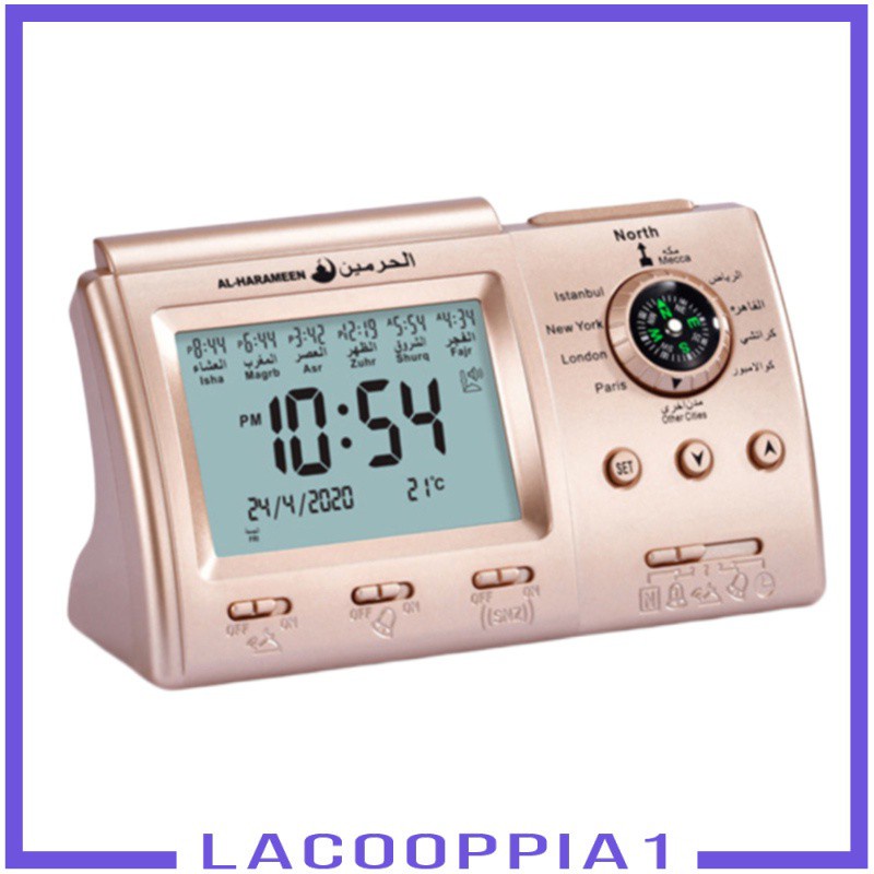 [LACOOPPIA1] Azan Clock LCD Sound Alarm Clock Ramadan Mosque Office Home Decor Gold Gift