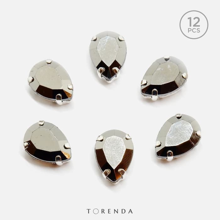 Torenda Drops Set 12 Viên Đá Hematite Bạc Kích Thước 10x14mm
