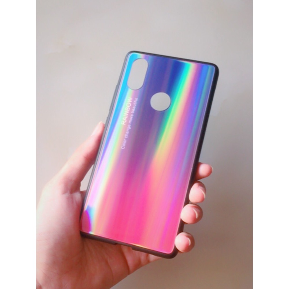 Ốp lưng xiaomi mi 8 / xiaomi mi 8 se mặt lưng bóng cầu vồng 7 mầu