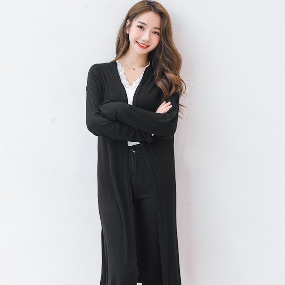 Áo khoác cardigan dáng dài xẻ tà thời trang dành cho nữ