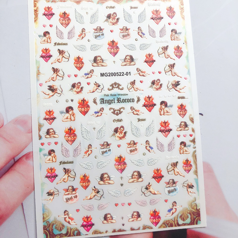 Miếng Dán Trang Trí Móng Tay Hình Thiên Thần 3D DIY