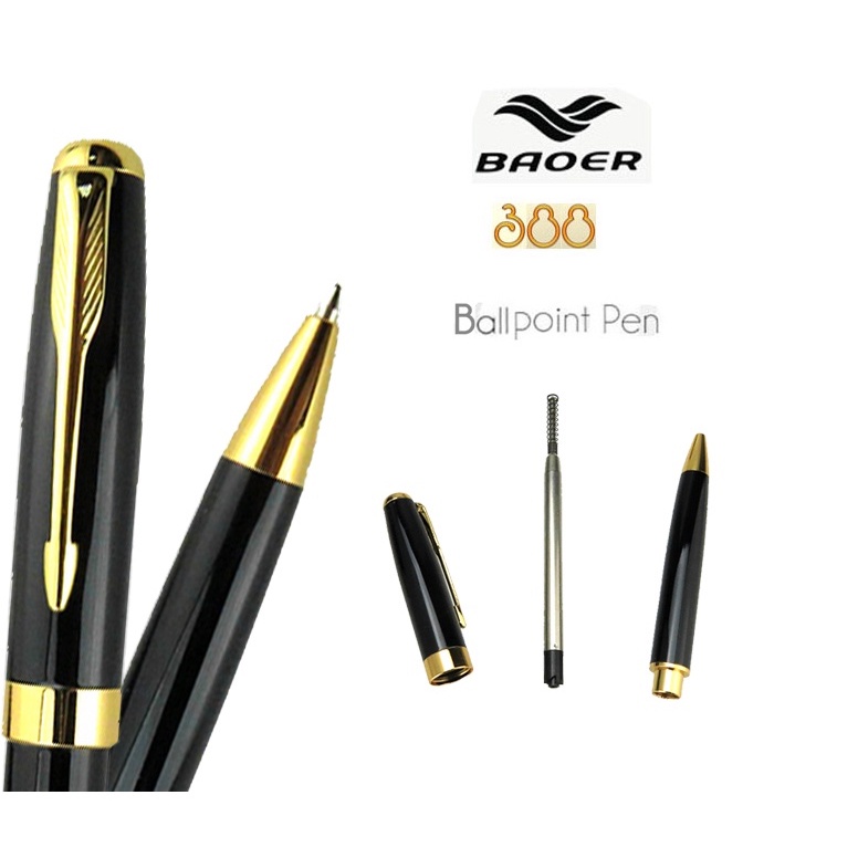 Viết Bi Xoáy Vặn Ra ngòi Đen Baoer 388BK- Jet Black