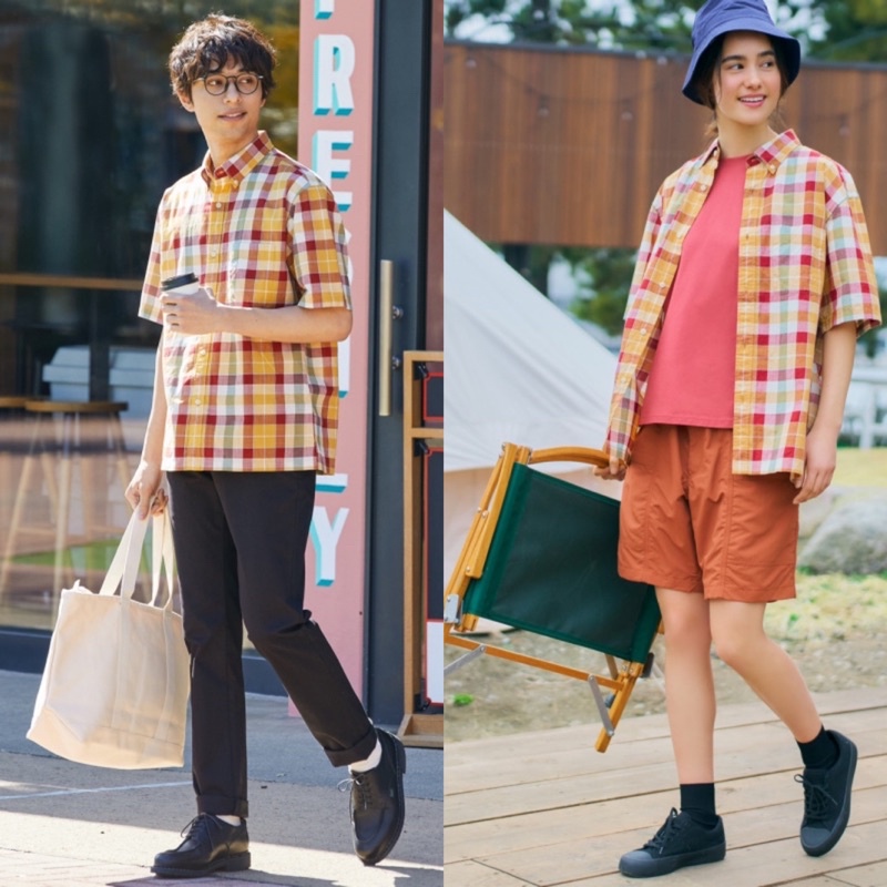 Áo sơ mi nam cộc tay kẻ caro thời trang của Uniqlo