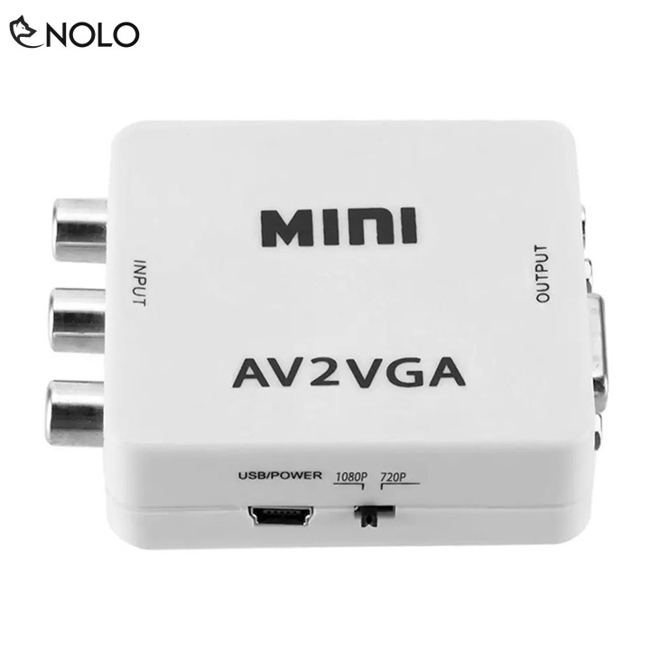 Bộ Box Chuyển Đổi Tín Hiệu AV RCA ra VGA Audio CVSB Model AV2VGA Hỗ Trợ Phân Giải FullHD 1080P Có Switch 720p và 1080p