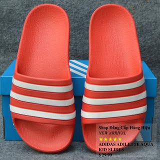 Dép trẻ em Adidas Adilette Aqua Kid màu đỏ sọc trắng