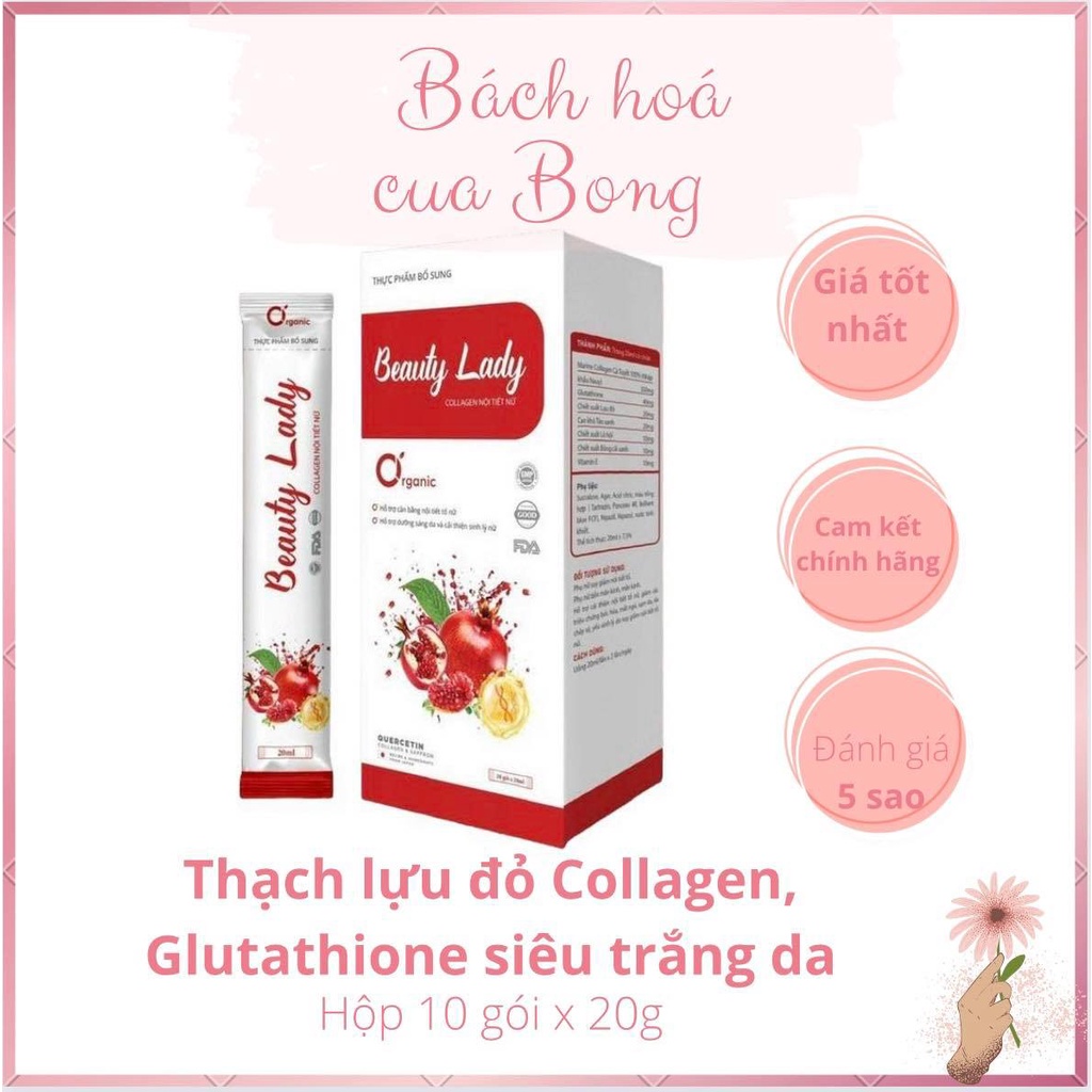 Thạch Lựu Đỏ Collagen, Glutathione - Trắng da, hỗ trợ giảm cân, thanh lọc cơ thể