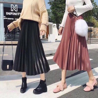 #805 Chân váy xếp ly dáng dài chất nhũ Quảng Châu loại mềm đẹp