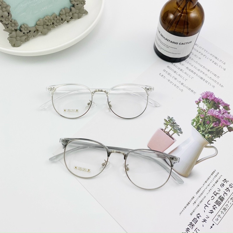 HCM Gọng kính cận nửa viền tròn mắt kính lắp được cận viễn loạn theo yêu cầu G6214