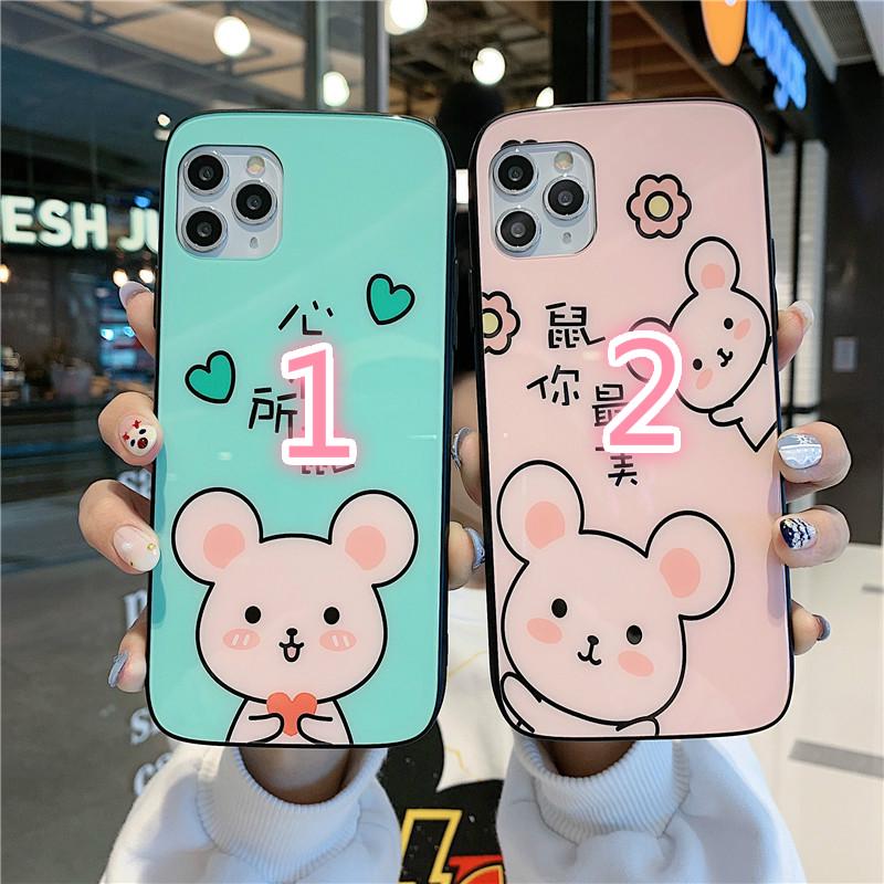 Suitable for VIVO mobile phone case vivoX23/x27/x23 phantom color version/x20/z5/x9s/y7s heart mouse mobile phone case glass rat year anti-fall oval male and female couple personality creative protective cover