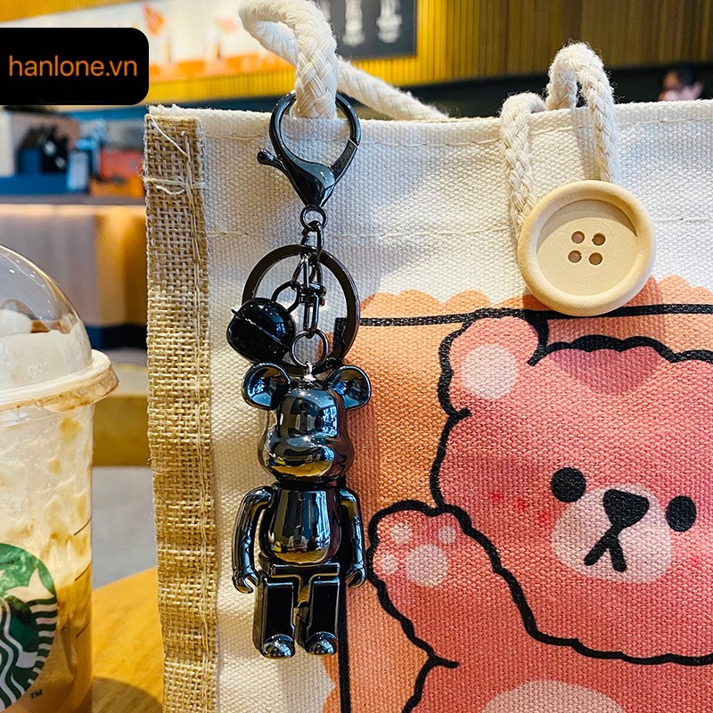 Móc chìa khóa hình Be@rbrick mini mạ màu gradient độc đáo