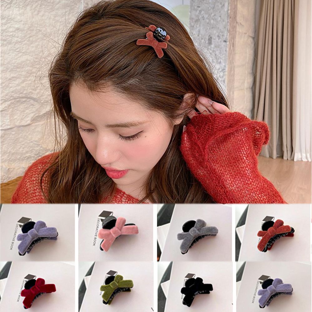 Nơ cài tóc MIHAN1 màu đỏ chất liệu nhung thời trang cho nữ