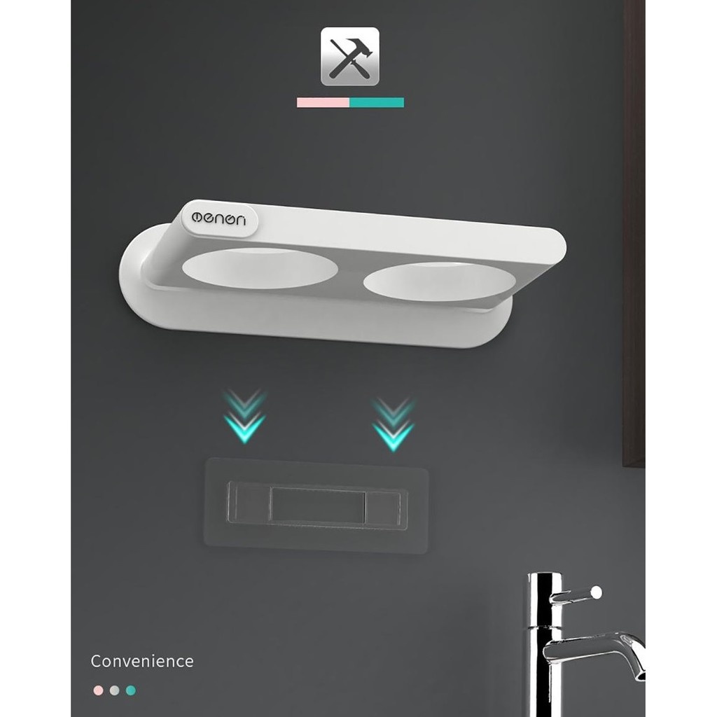 [FREESHIP] Giá treo máy sấy tóc kèm cốc để đổ nhà tắm chất liệu nhựa ABS dán tường - OE86