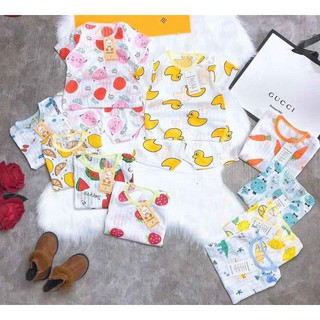 Combo 3 bộ quần áo cộc tay cotton giấy cho bé trai bé gái