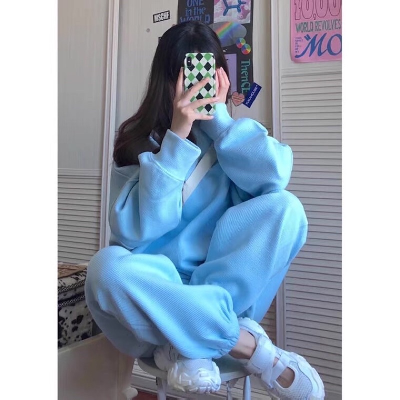 Set áo hoodie sweater quần dài - Set nỉ bộ thể thao H Clothes Shop ảnh thật