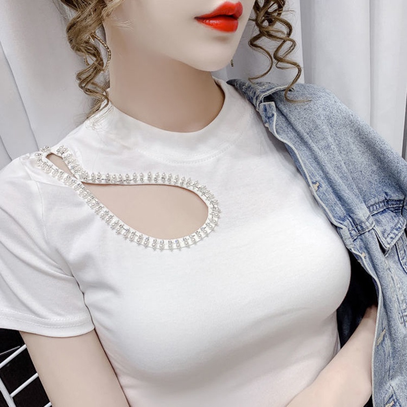 IELGY Áo Thun Ngắn Tay Dáng Ôm Thiết Kế Độc Đáo Thời Trang Cho Nữ