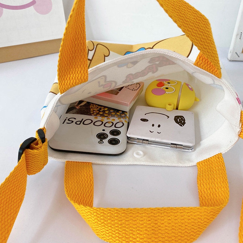 Túi Đeo Vai Vải Canvas In Họa Tiết Hoạt Hình Dễ Thương Thời Trang Cho Bé Trai Và Gái