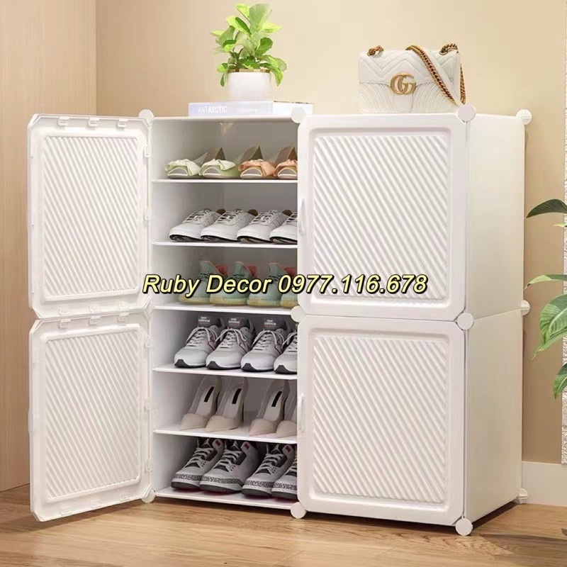 “MẪU HOT” Tủ nhựa đựng giày lắp ghép đa năng 12 ngăn đựng 24 đôi - Ruby Decor