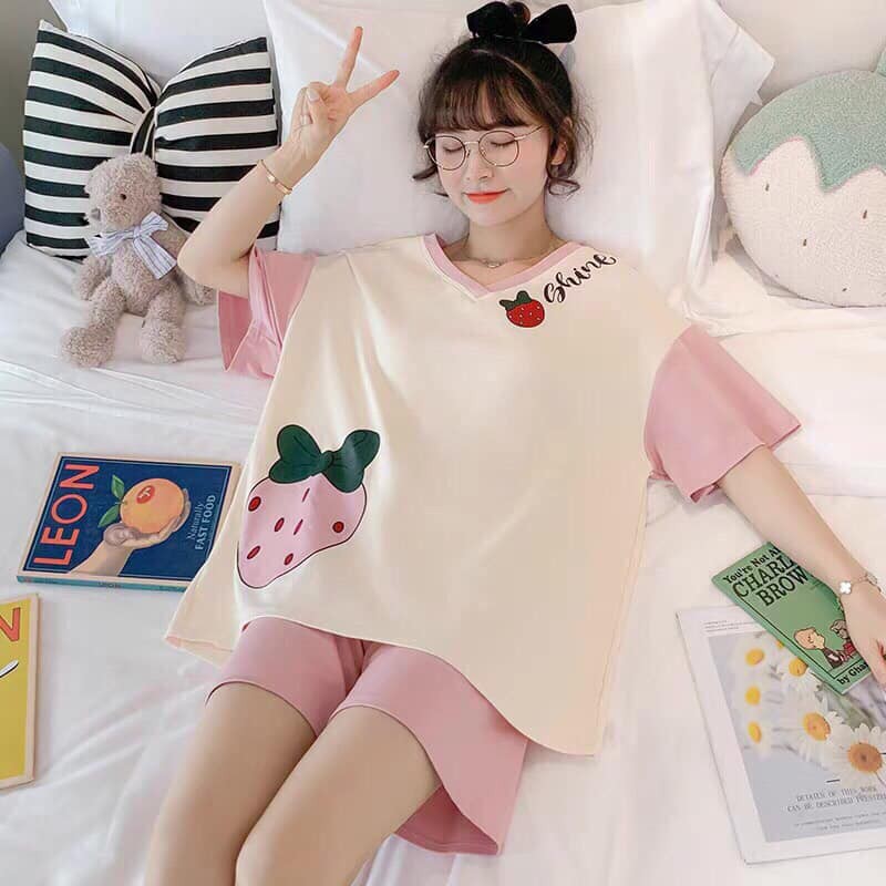 Bộ đồ ngủ cộc tay dễ thương nhiều họa tiết | BigBuy360 - bigbuy360.vn