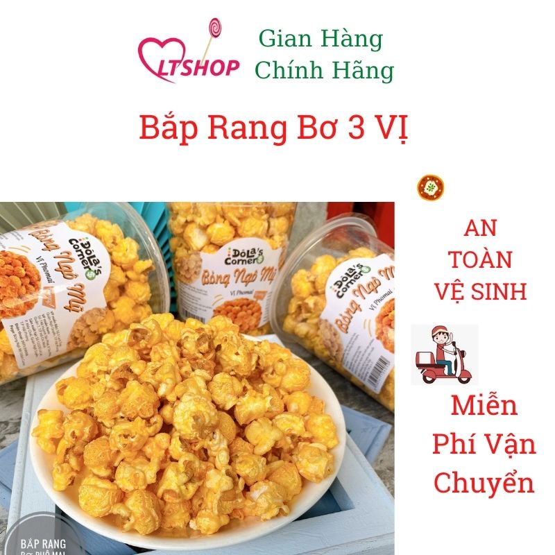 Bắp rang bơ caramel 3 vị, bỏng ngô mỹ vị matcha, phomai , đồ ăn vặt