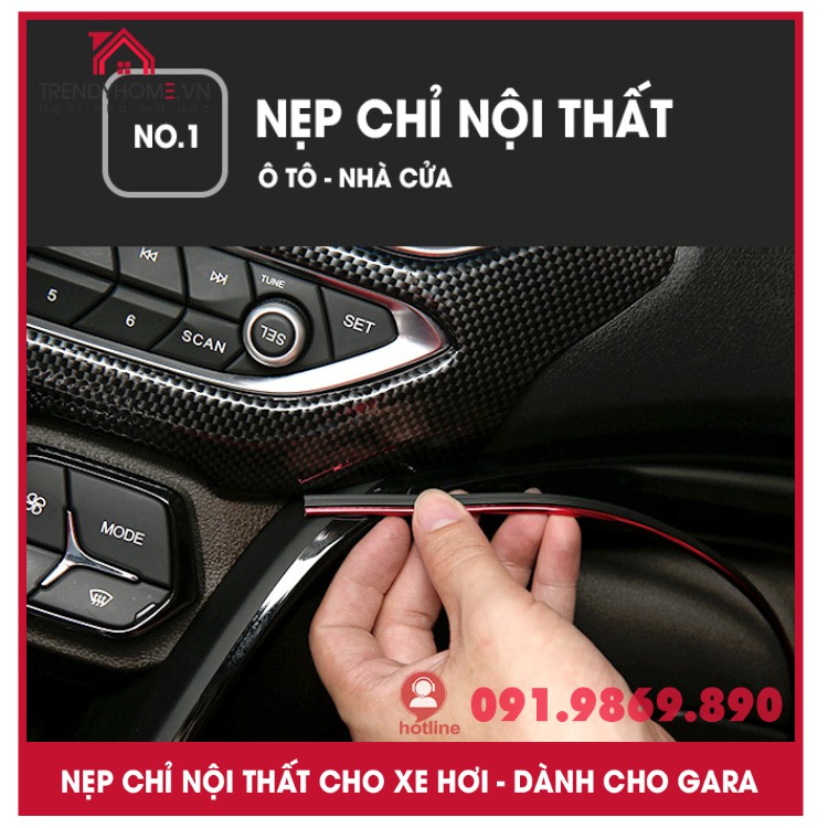 Chỉ viền trang trí nội thất ô tô (cuộn 5m) Chỉ nẹp viền nội thất xe hơi, dây viền trang trí nội thất ô tô, chỉ nội thất