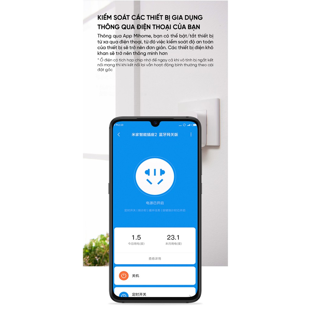 Ổ cắm hẹn giờ thông minh Xiaomi Smart Power Plug 2 ZNCZ07CM