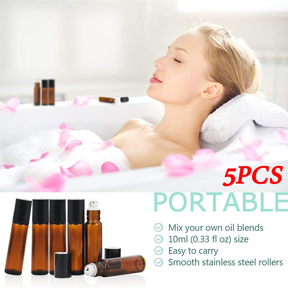 (Hàng Mới Về) Set 10 Lọ Thủy Tinh Rỗng Chiết Mỹ Phẩm 5 / 10ml Có Con Lăn Tiện Dụng