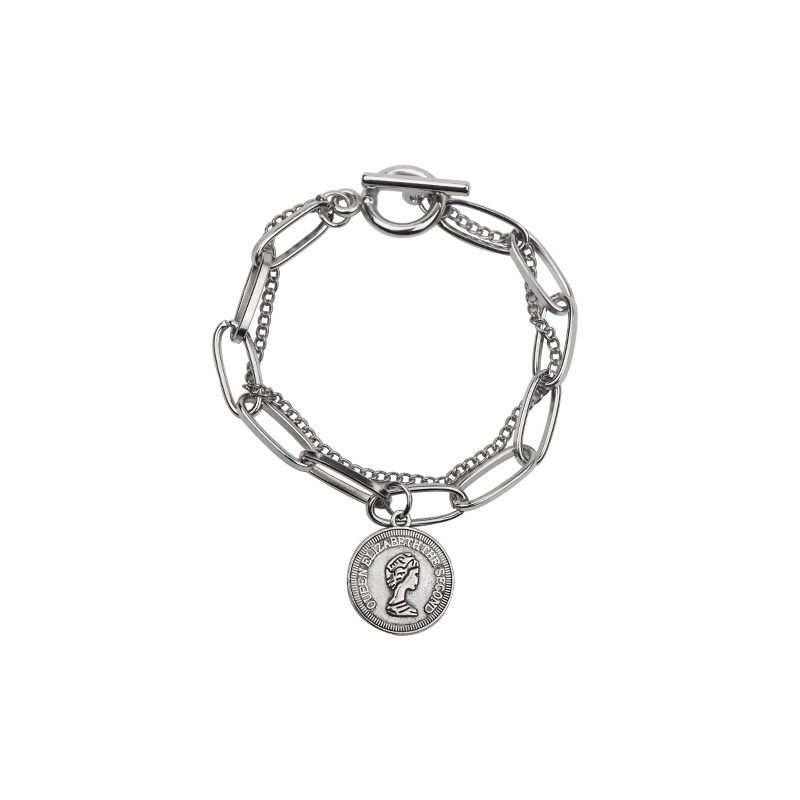 Vòng Tay Nhiều Lớp Mặt Hình Đồng Xu Phong Cách Âu Mỹ Cổ Điển Mới