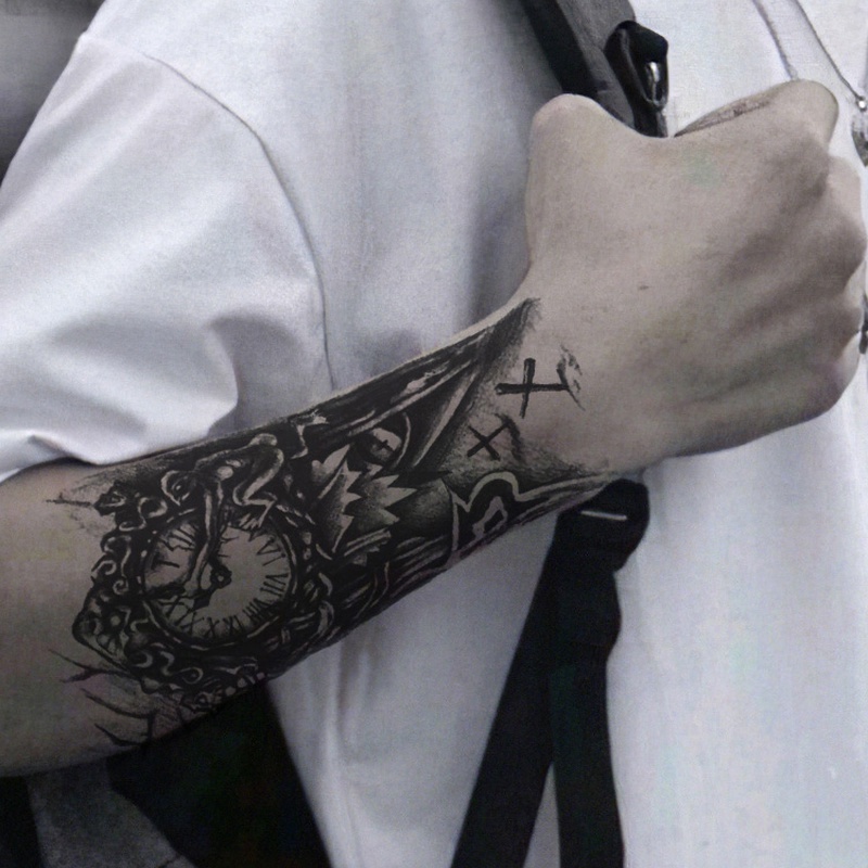 Hình Xăm Dán Tạm Thời 3D Màu Đen Quyến Rũ Cho Nam