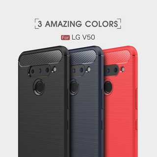 Casing LG V50 ThinQ carbon fiber brushed pattern phone case soft shell