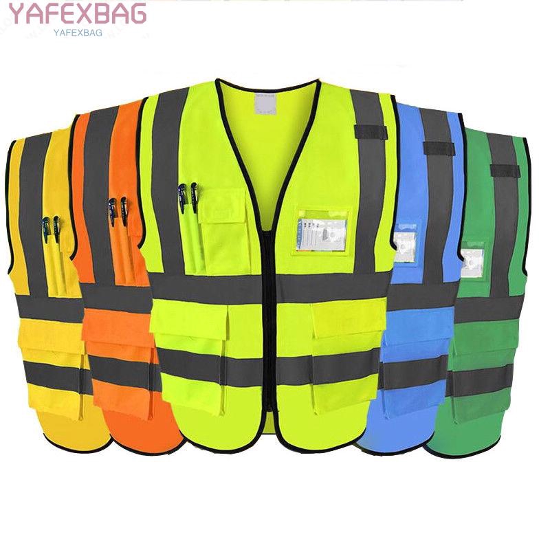 Safety Vest Reflective Jacket Security Waistcoat Warp Worker Driver Bikers Vest