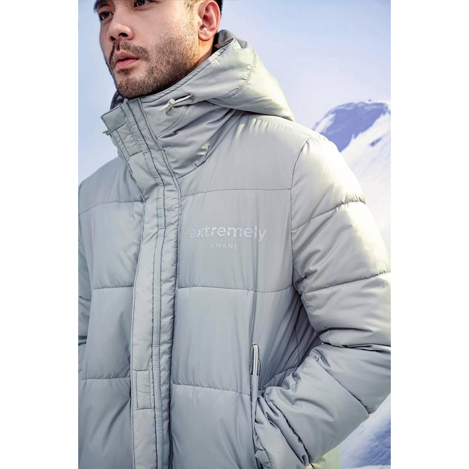 Áo Khoác Amand Puffer Overcoat - Black/Grey
