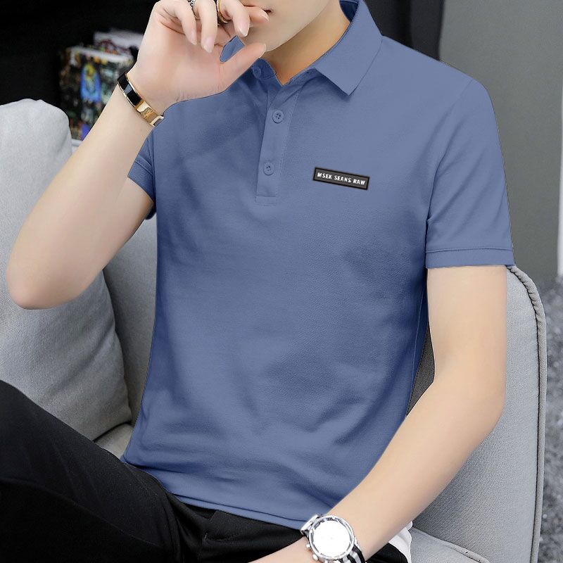 Áo Thun Polo Tay Ngắn Dáng Ôm Màu Xám Đơn Giản Thời Trang Mùa Hè Cho Nam