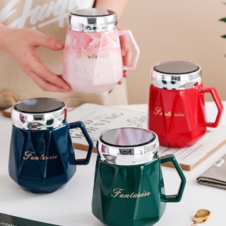 Cốc Sứ Giữ Nhiệt Hàng Đẹp Loại Cao Cấp - Ly Uống Nước Bằng Gốm Có Nắp Soi Gương Bền Đẹp Khó Vỡ