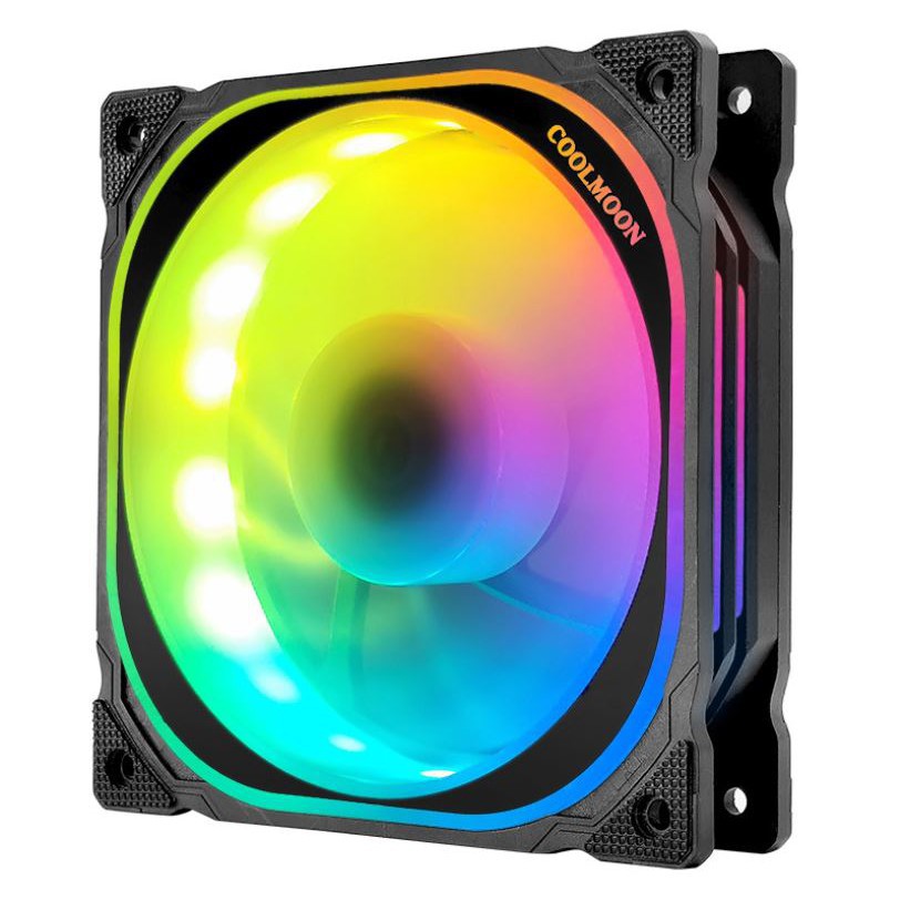 Quạt Tản Nhiệt, Fan Case Coolmoon K3 Led RGB 16 Triệu Màu, 366 Hiệu Ứng - Kết Nối Hub Coolmoon