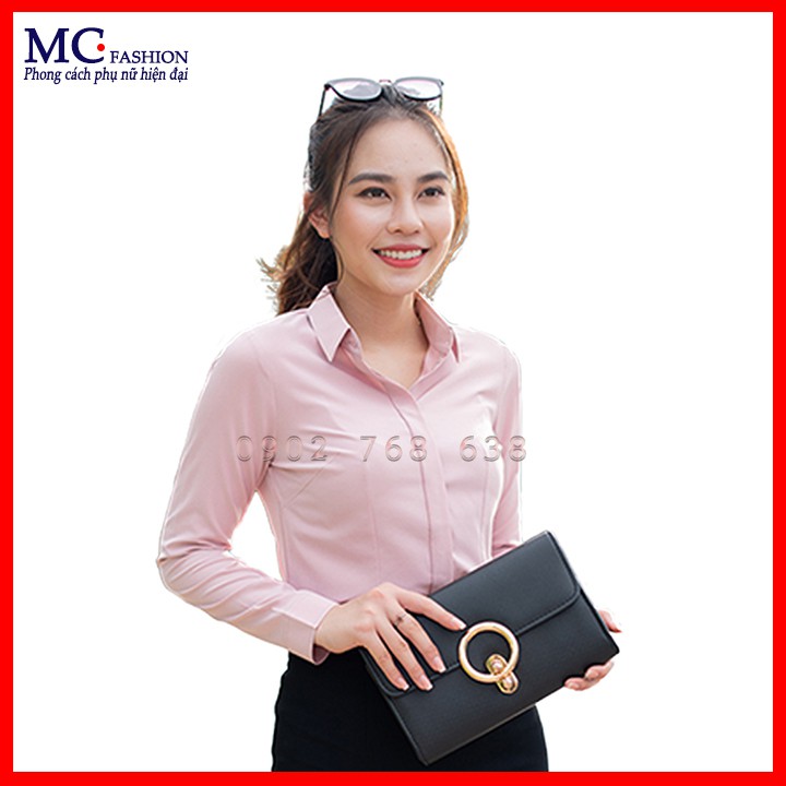 Áo sơ mi nữ công sở tím than dài tay mc fashion a198