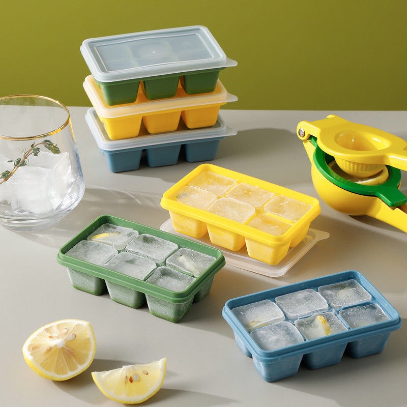 Khuôn Silicone Làm Đá Viên 6 Ô Kèm Nắp Đậy