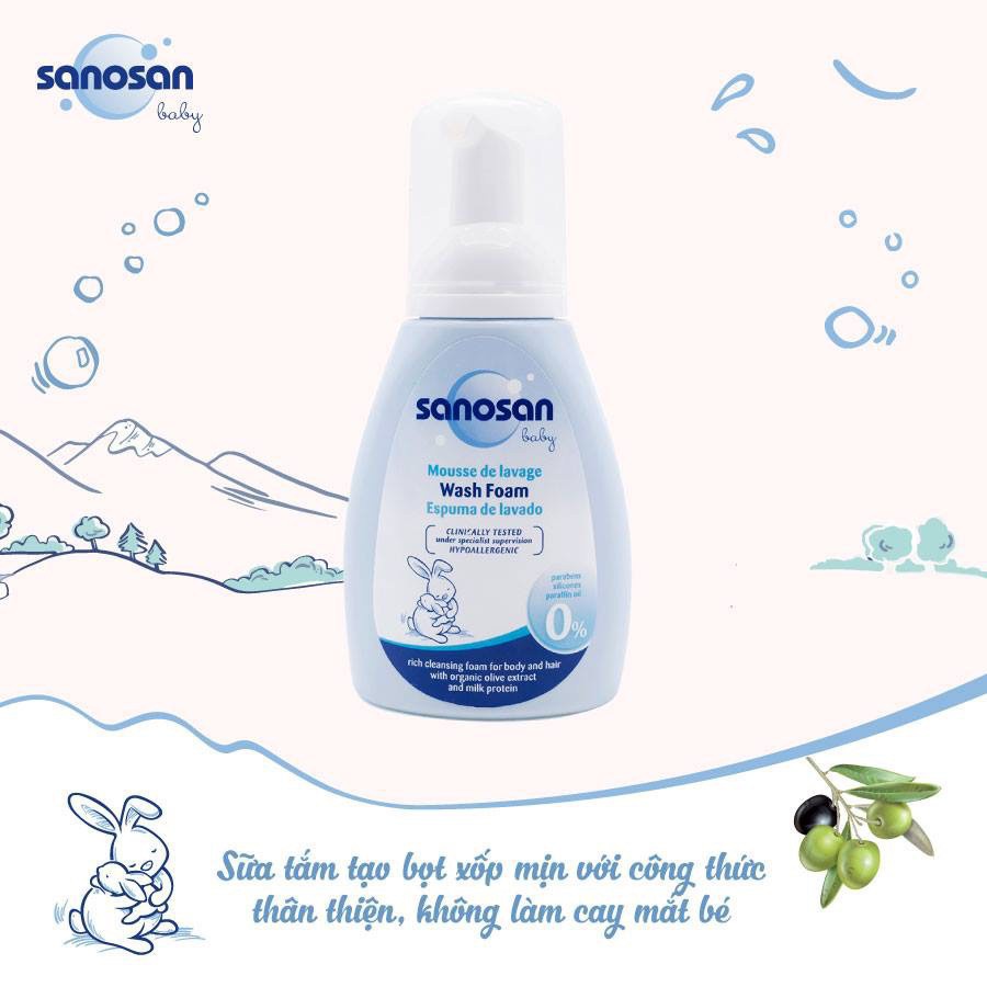 Sữa tắm cho bé gội dịu nhẹ Sanosan chiết xuất olive hữu cơ dung tích 250ml