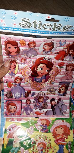 Set 10 tờ dán stiker phim hoạt hình kích thước 22x24cm có 10 mẫu khác nhau
