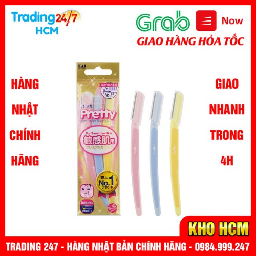 [Hỏa tốc HCM] Set 3 Dao Cạo Lông Mày Kai Pretty Eyebrow Razor Nội địa Nhật Bản