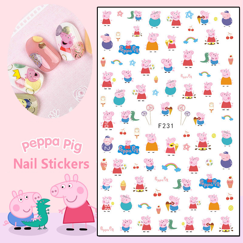 Miếng dán 3d trang trí móng tay họa tiết chú heo Peppa