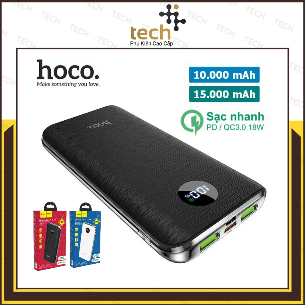 Sạc Dự Phòng 10000mah/15000mah Hoco J69/J69A Hỗ Trợ Sạc Nhanh 18W - Bảo Hành Chính Hãng 12 Tháng