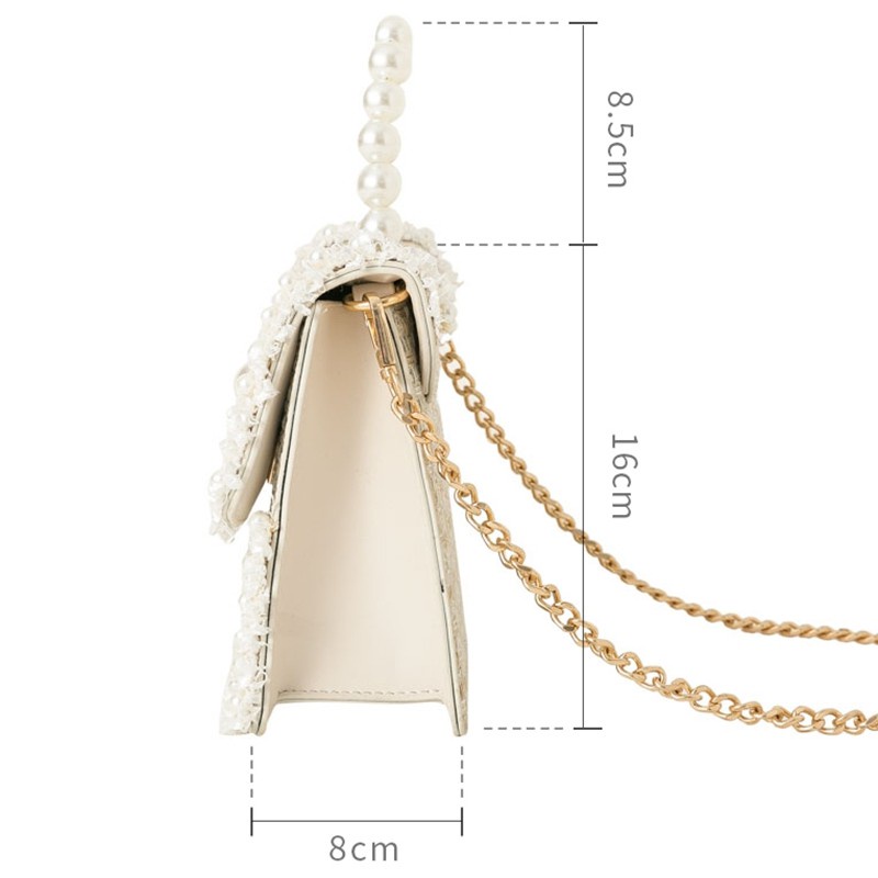 Túi Đeo Vai Vải Lanh Cotton Họa Tiết Hoa Kẻ Sọc Đính Hạt Màu Trắng Dễ Thương Cho Nữ | BigBuy360 - bigbuy360.vn