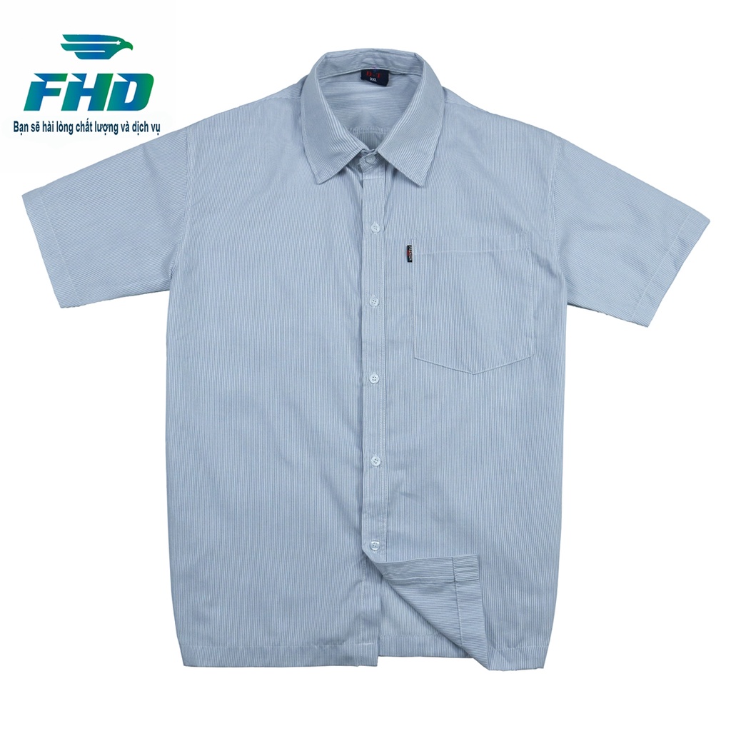 Áo sơ mi nam trung niên ngắn tay chất vải kate mềm mát đường may kỹ lưỡng form rộng từ 45-80Kg FHDA014