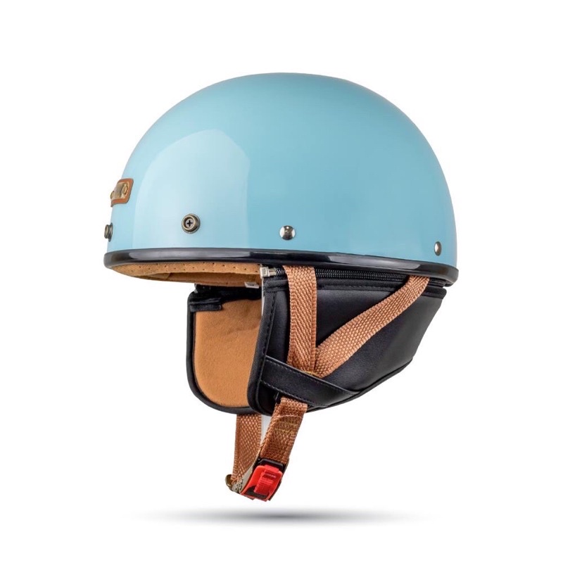 Mũ bảo hiểm nửa đầu Bulldog Pug Solid Blue màu xanh dương kèm quà tặng