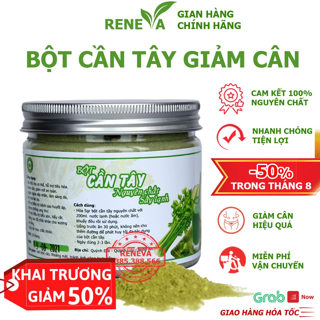 Bột Cần Tây Giảm Cân Hộp 200gr Bột Cần Tây Sấy Lạnh Giảm Cân An Toàn Eo Thon Dáng Đẹp Vạn Người Mê BCT04 RENEVA