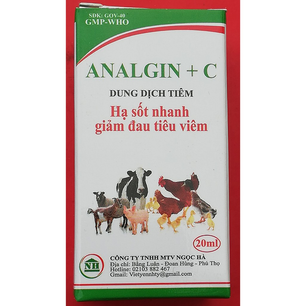 1 lọ ANALGIN + C Hạ s-ốt nhanh, giảm đ-au, tiêu vi-êm chuyên dùng cho gia súc, gia cầm, chó, mèo